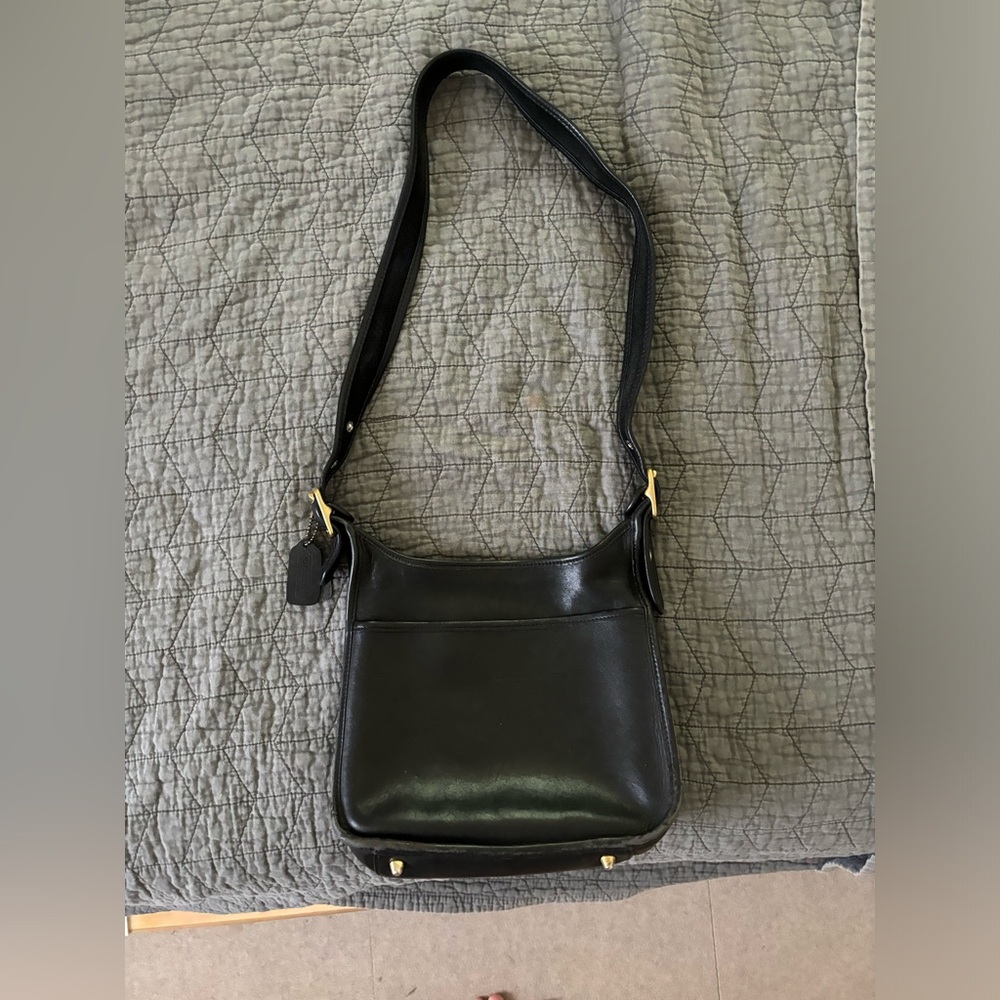 Vintage Coach black leather bag